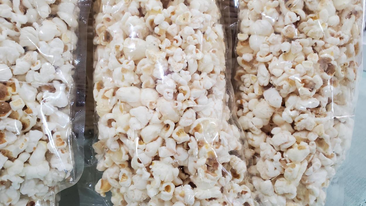 popcorn in a clear bag